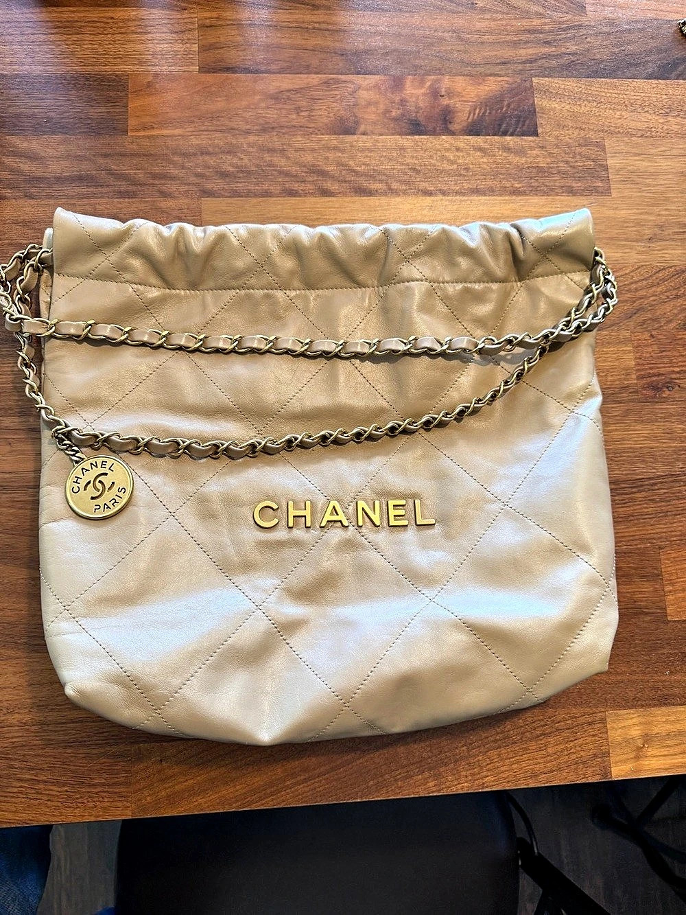 Chanel 22 Small Hobo Bag Quilted Shoulder Bag Gold